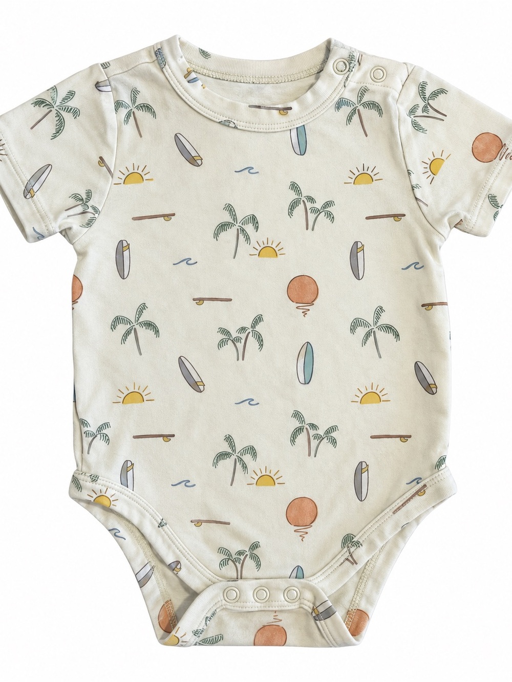 Goumi Baby 6-12M Surf Palm Tree Beach Print Bodysuit Onesie